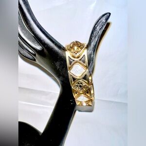 Gold Arabesque Bracelet w/Inset Stones